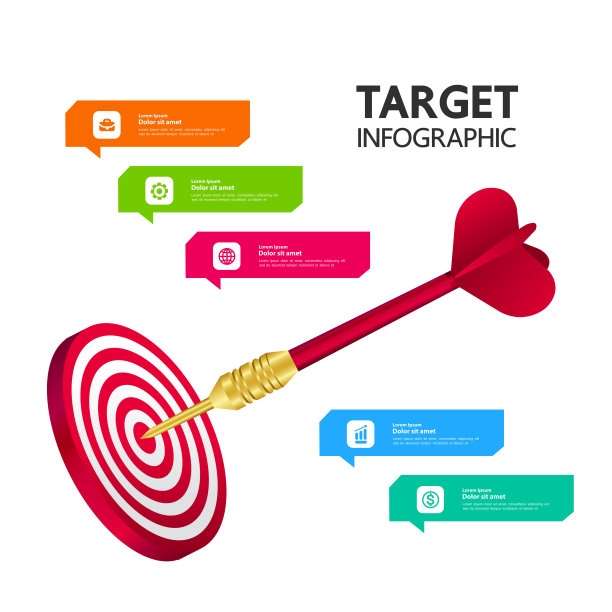 业务和成功目标聚焦矢量插图。图片下载
