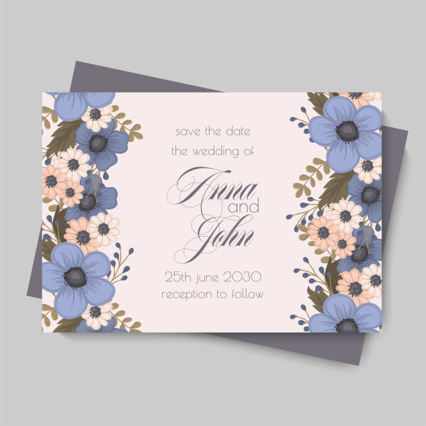 花背景的结婚贺卡图片下载