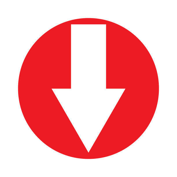 箭头向下的红色圆圈矢量图标图片下载