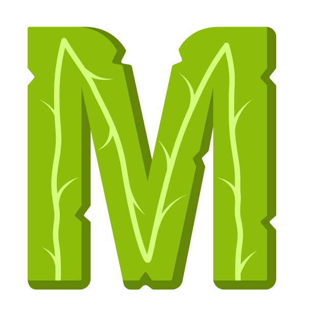 字母M，绿叶夏矢字母。图片下载