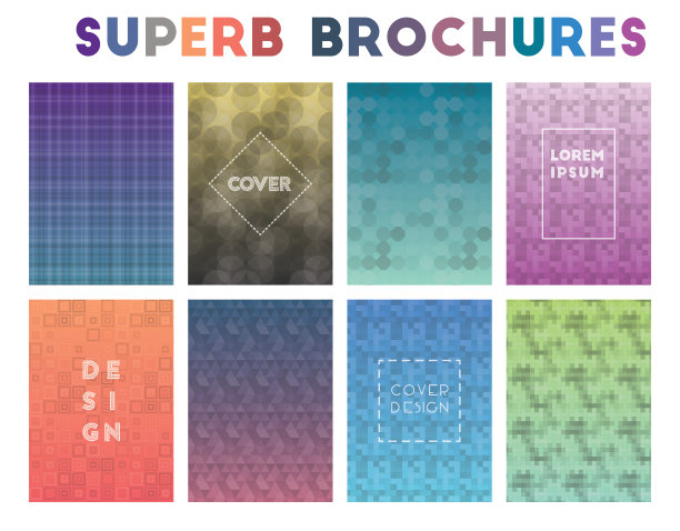 一流的宣传册。可爱的几何图案。图片下载