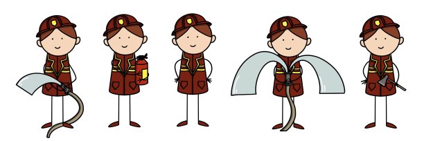 消防队员在白色背景上的插图图片下载