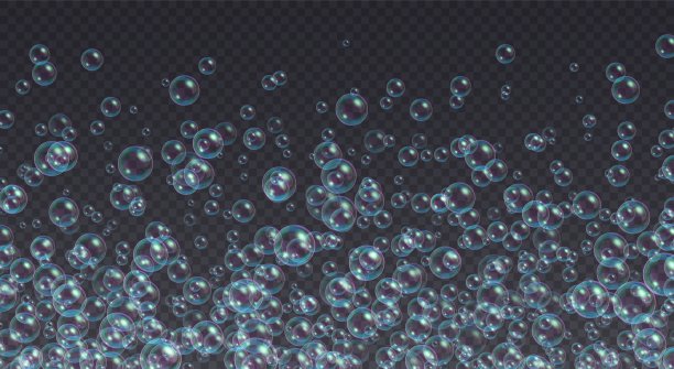 飞舞的肥皂泡背景。摘要洗发、沐浴泡沫。图片下载