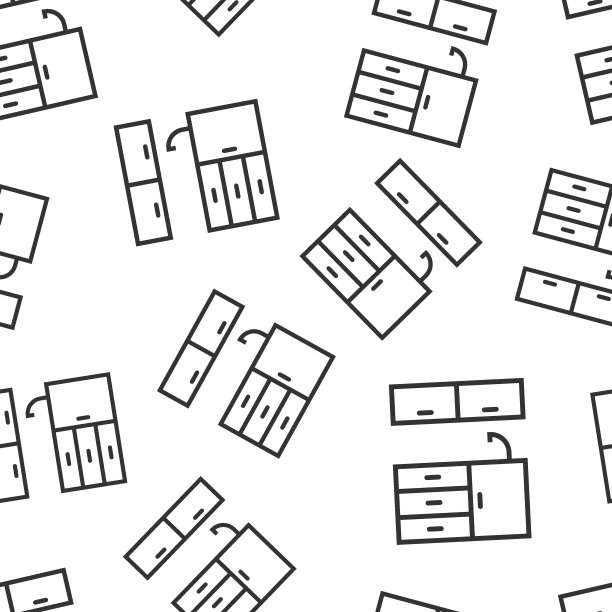厨房家具图标在平面风格。烹饪矢量插图在白色孤立的背景。厨房无缝模式经营理念。图片下载