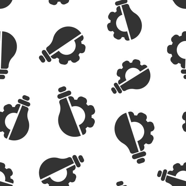 创新图标在平面风格。灯泡与齿轮矢量插图在白色孤立的背景。理念无缝模式的经营理念。图片下载