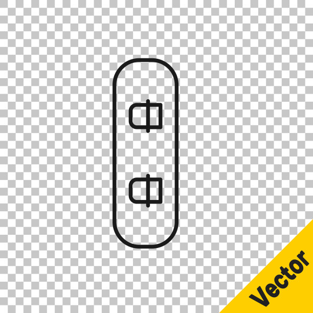 黑色线雪板图标孤立在透明的背景。滑雪板图标。极限运动。运动设备。矢量图图片下载