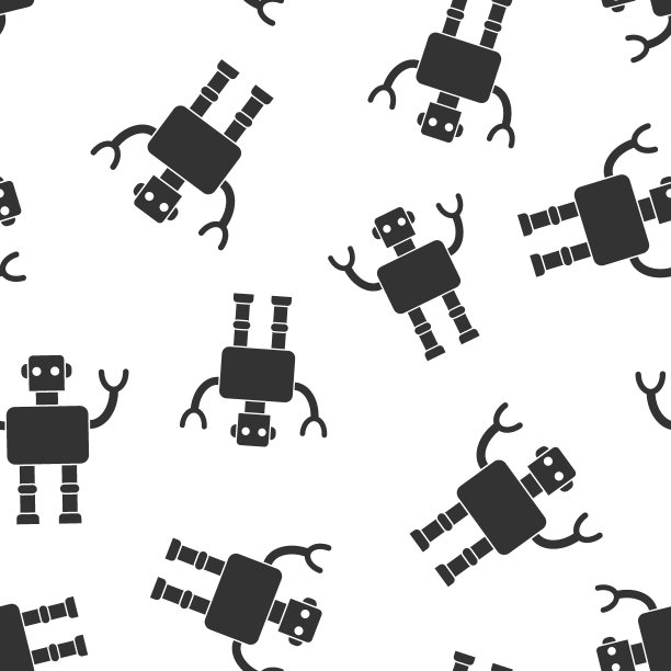 可爱的机器人聊天机器人图标在平面风格。机器人操作员矢量插图在白色孤立的背景。智能聊天机器人性格无缝模式的经营理念。图片下载