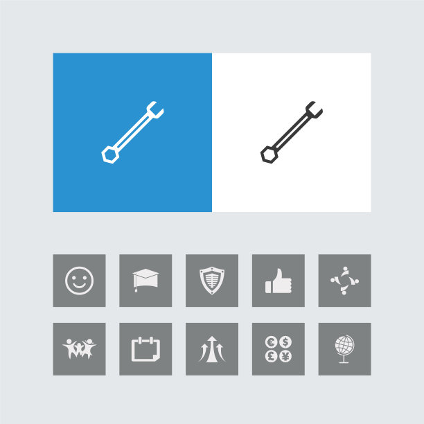 创意扳手图标与奖金图标。图片下载