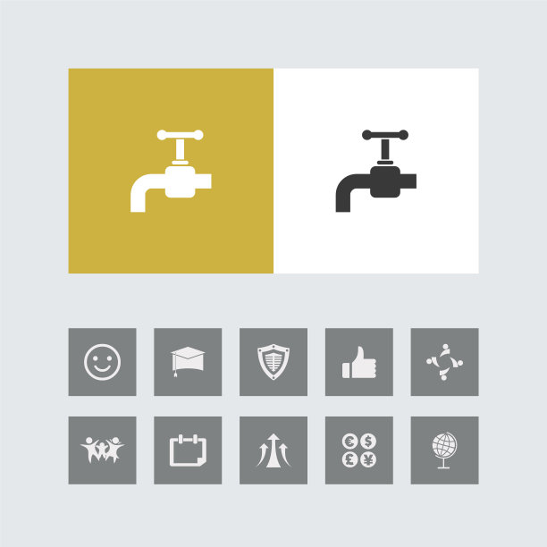 创意水龙头图标与奖金图标。图片下载