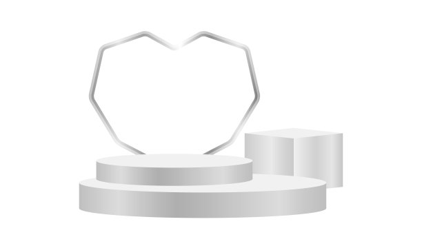豪华台座银3d心型，银台座圆形化妆品产品展示盒，金属台座舞台展示豪华胜利位置，圆形台座产品位置装饰图片下载
