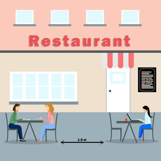 检疫。餐厅后隔离。社交距离限制了座位的物理容量。covid-19冠状病毒大流行后。图片下载