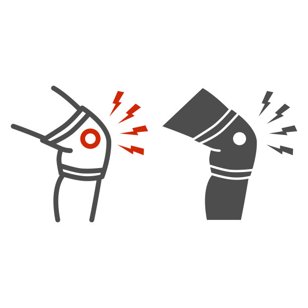 膝盖疼痛线和固体图标，身体疼痛概念，不适在关节腿标志上的白色背景，腿部疼痛图标在轮廓风格的移动概念和网页设计。矢量图形。图片下载