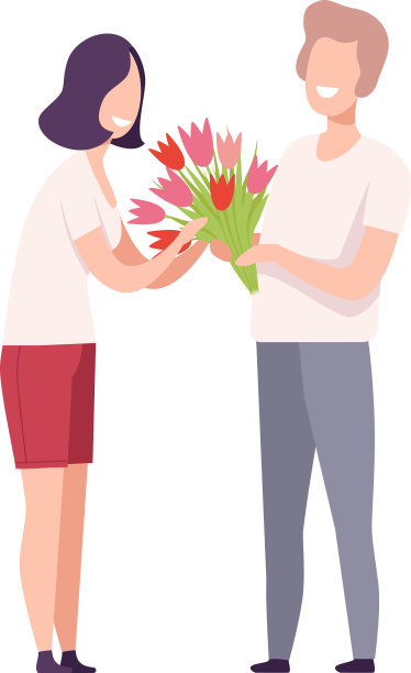 男人送花给美女图片下载