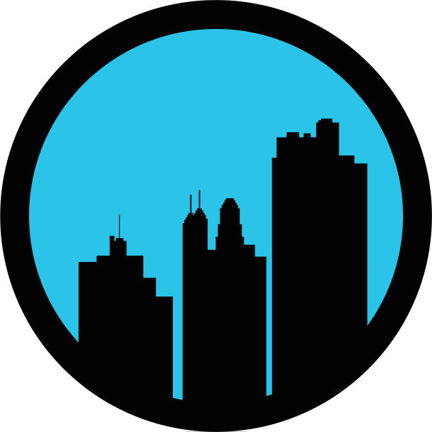 圆形天际线城镇标识模板设计图片下载