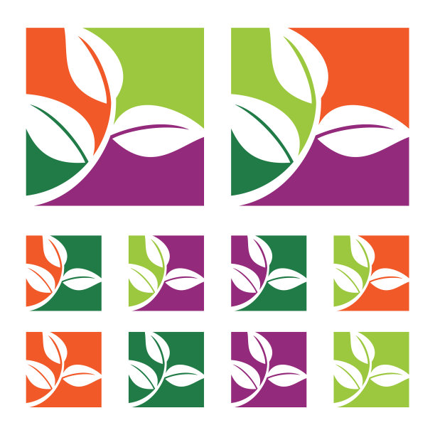 设置彩色树叶标志模板设计eps 10图片下载