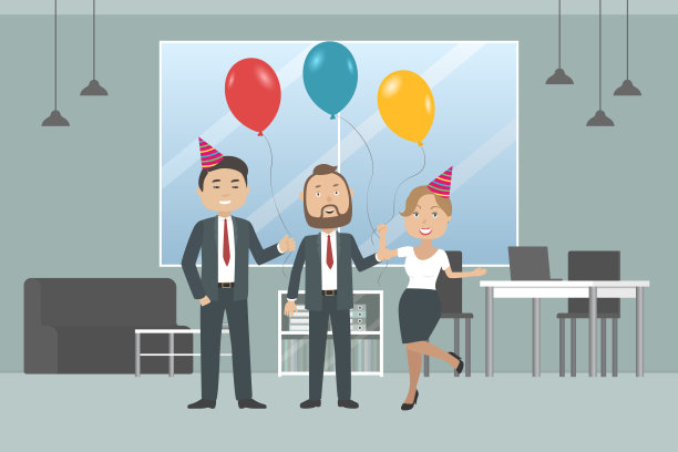 公司聚会。卡通风格。矢量图图片下载