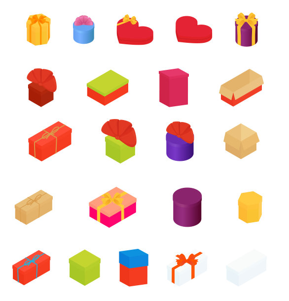 装饰盒图标孤立在白色背景上图片下载