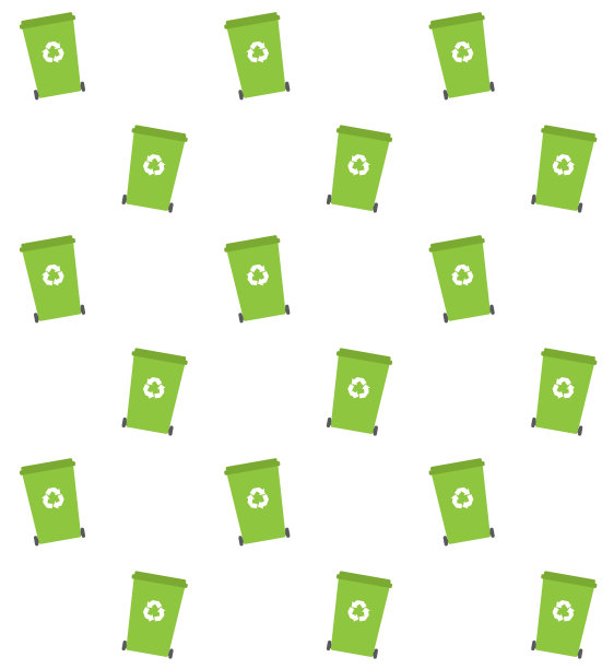 矢量无缝模式的平面卡通绿色回收站的垃圾利用图片下载