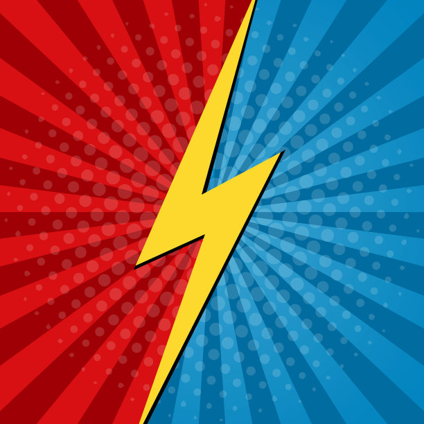 漫画和背景。超级英雄。漫画艺术为书。繁荣的英雄的概念。游戏中的战斗模板。流行横幅与半色调的泡沫vs。海报，碰撞和爆炸的标志。向量图片下载