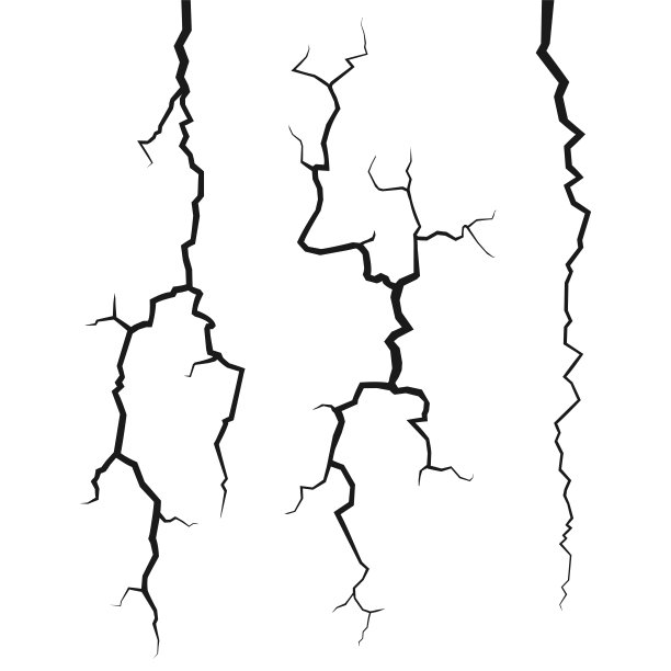 裂纹线纹理孤立在白色背景上。图片下载