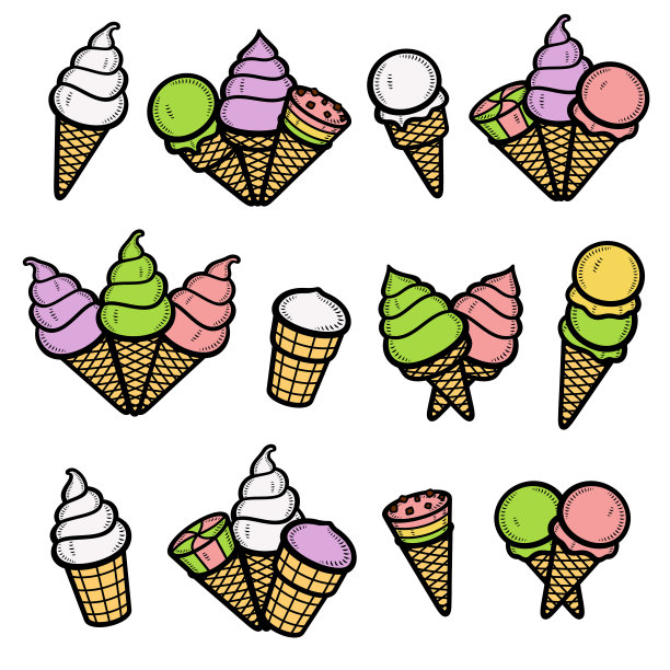 冰淇淋。收藏图标冰淇淋。向量图片下载