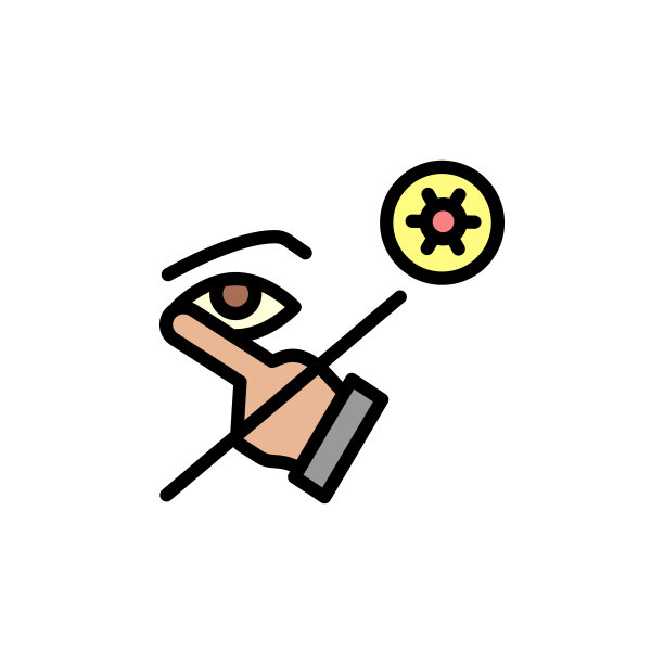 没有接触眼睛，冠状病毒图标。简单的颜色与轮廓矢量元素的病毒流行图标的用户界面和用户体验，网站或移动应用程序图片下载