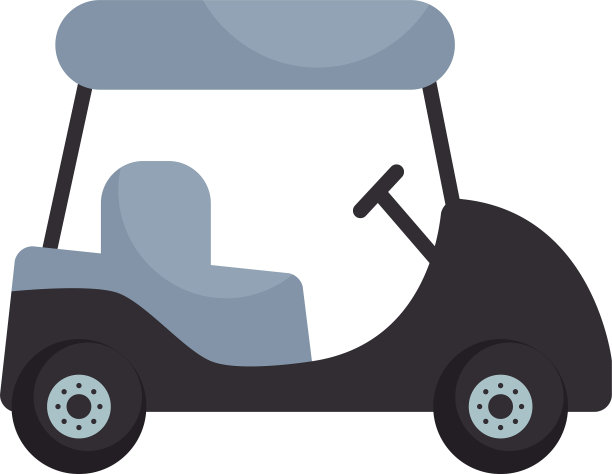 孤立的高尔夫球车车平风格图标图片下载