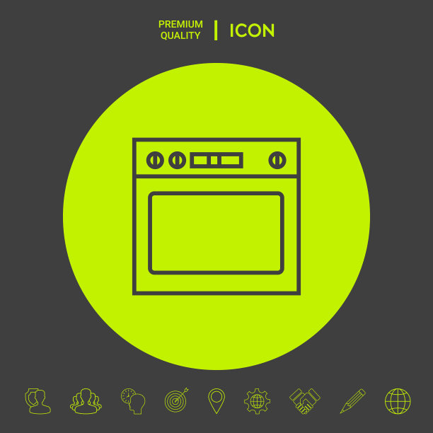 烤箱线性图标图形元素为您的设计图片下载