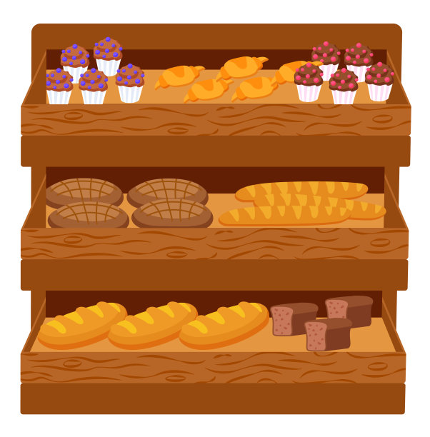 面包店各式各样的面包和蛋糕套装图片下载