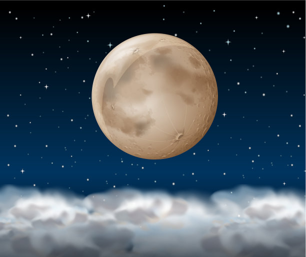 夜间满月景观设计图片下载