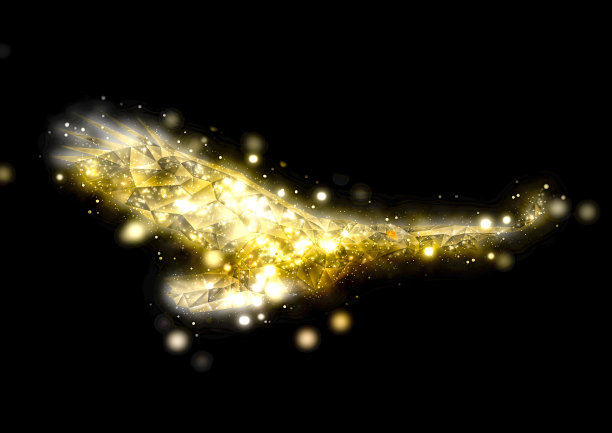 抽象的凤凰在金色的光芒中闪耀图片下载