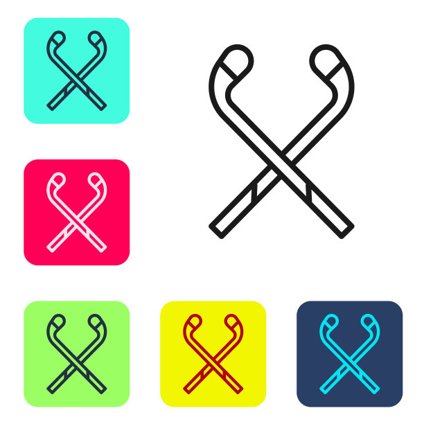 白色背景上的冰球球杆图标矢量图图片下载