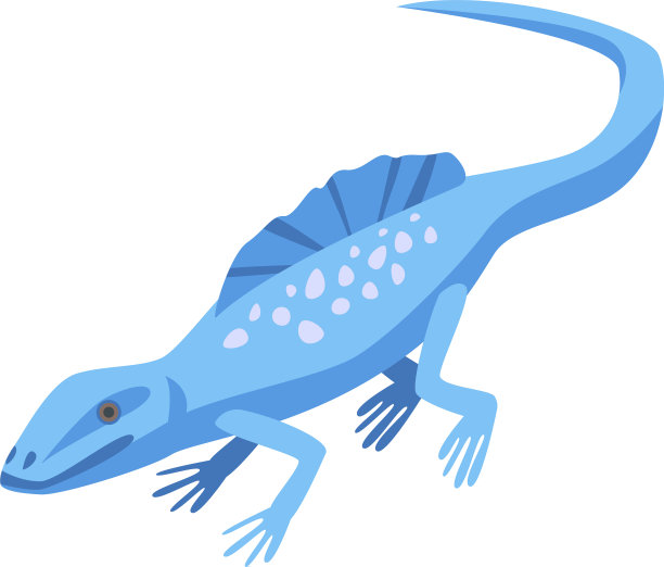 蓝色蜥蜴图标等距风格图片下载