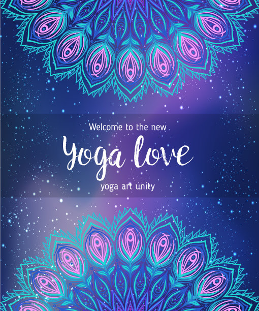 瑜伽卡为灵性设计多彩的模板图片下载