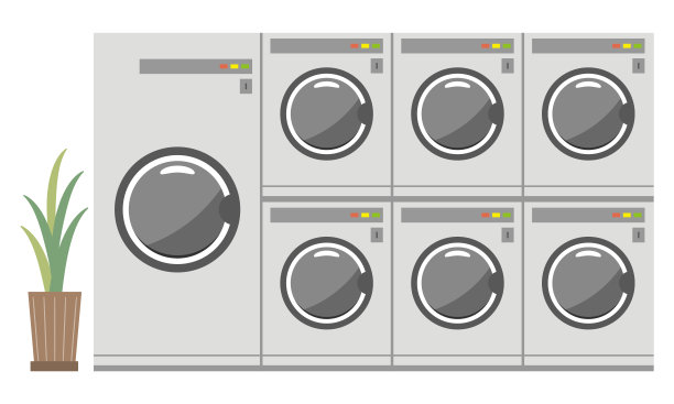 白色背景的工业洗衣机图片下载