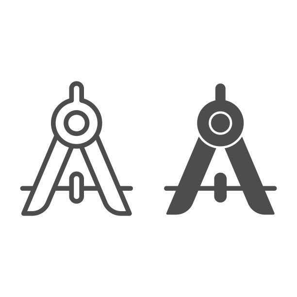 罗盘分割线和固体图标学校图片下载