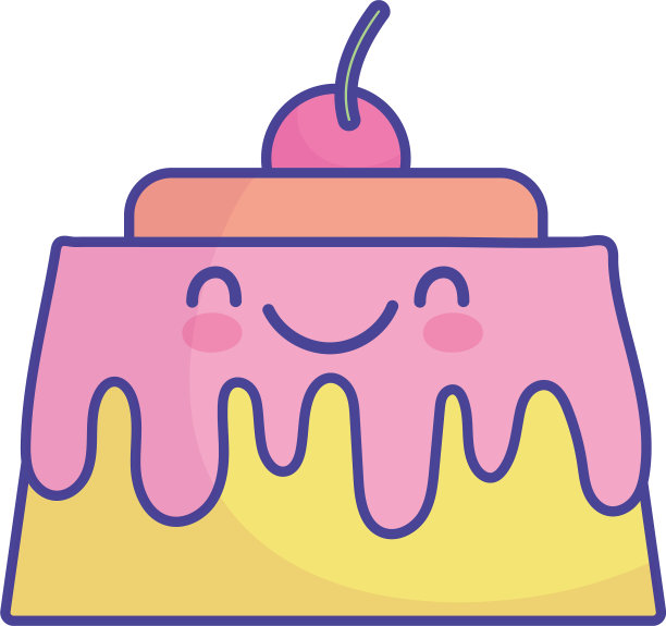 果冻配樱桃酥，卡通食品可爱扁平图片下载