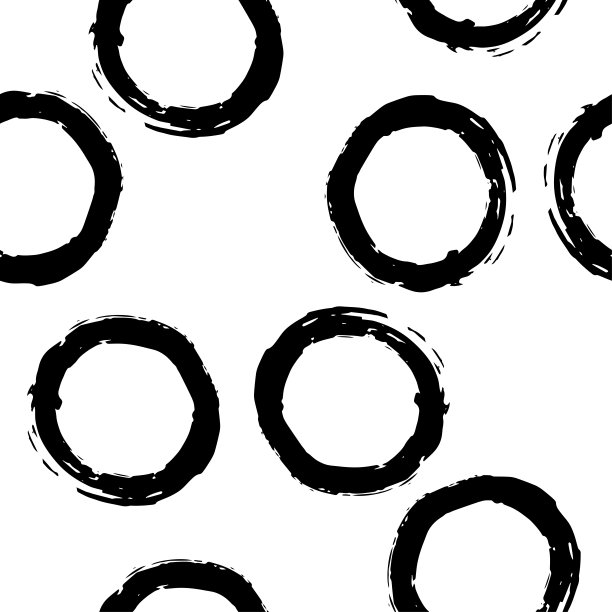 无缝模式与黑色的圆圈在白色的背景。矢量设计的纺织品，背景，衣服，包装纸，网站和墙纸。时尚插画无缝图案。图片下载