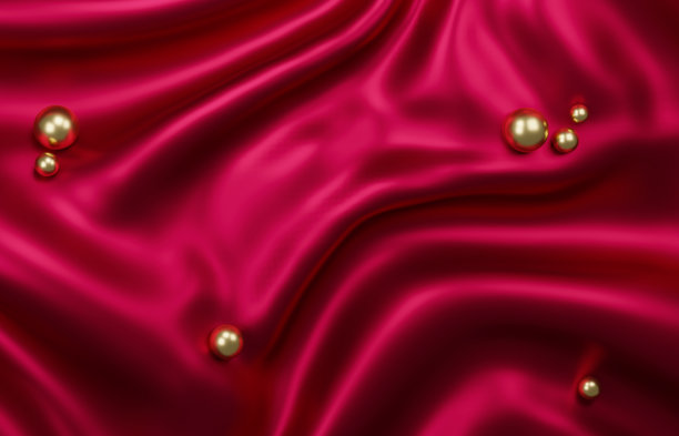 红披着金珠子走着。用于展示化妆品或珠宝的模板。3 d渲染。图片下载