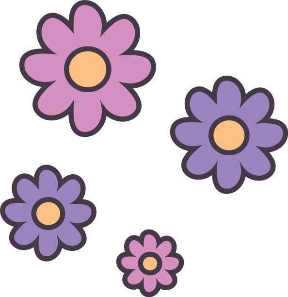 孤立的自然花卉线条和填充图标风格图片下载