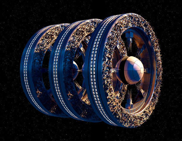 三轮宇宙飞船孤立在黑色图片下载