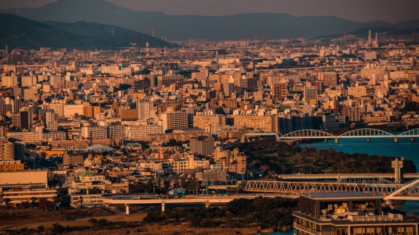 大阪观测大楼的日落景色图片下载