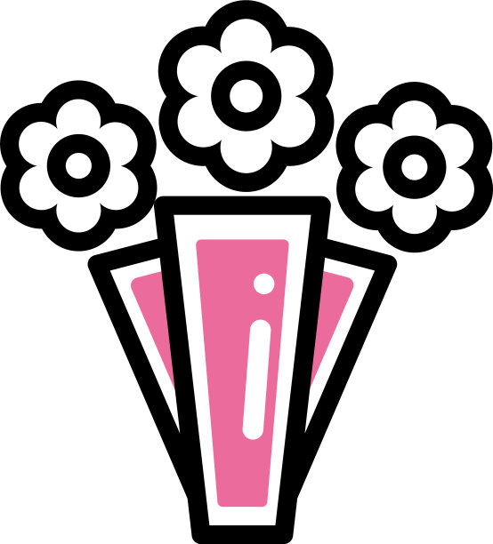 花与叶线风格和颜色图片下载