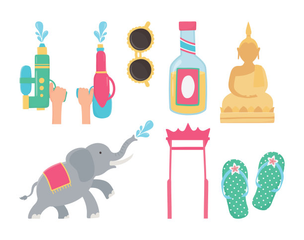 泼水节大象墨镜佛图片下载