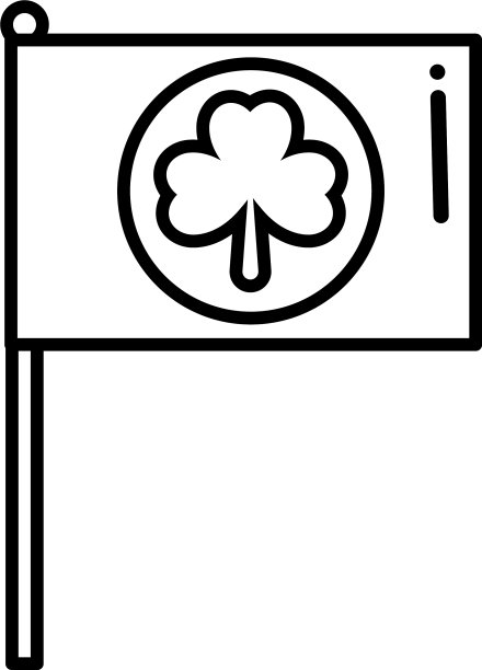 旗帜上有三叶草的扁平样式图标图片下载