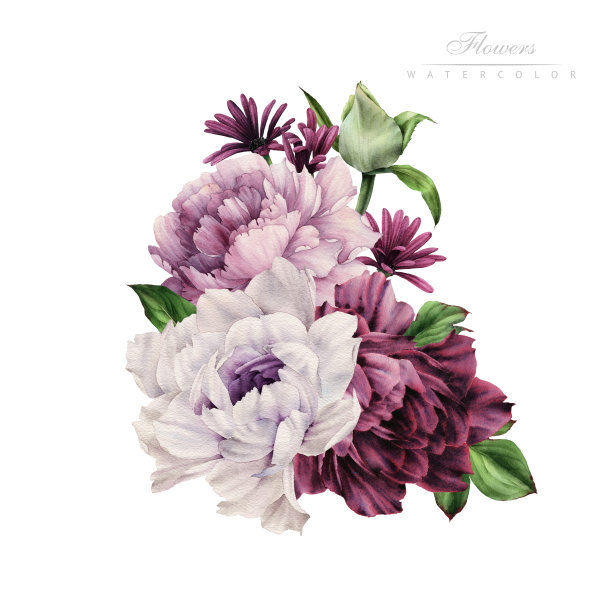 花束，可作为贺卡、婚礼请柬、生日等节假日和夏季背景图片下载