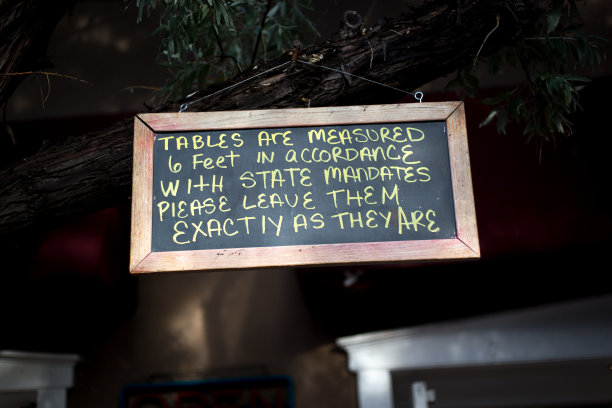 关于社交距离的餐厅流行标志图片下载