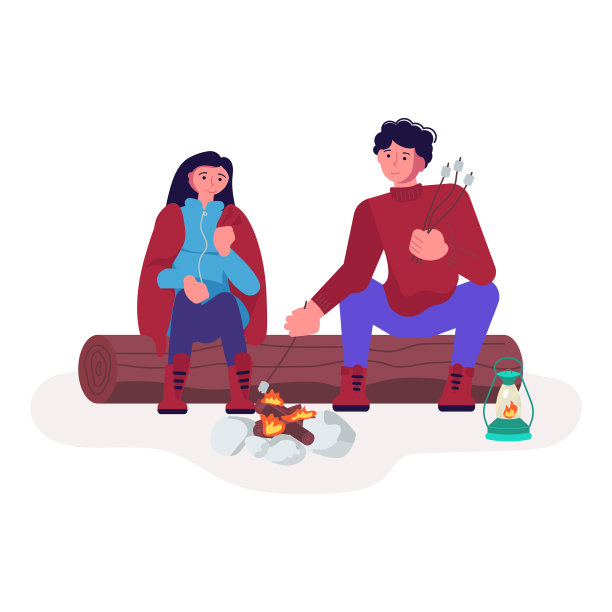 游客们坐在篝火旁图片下载
