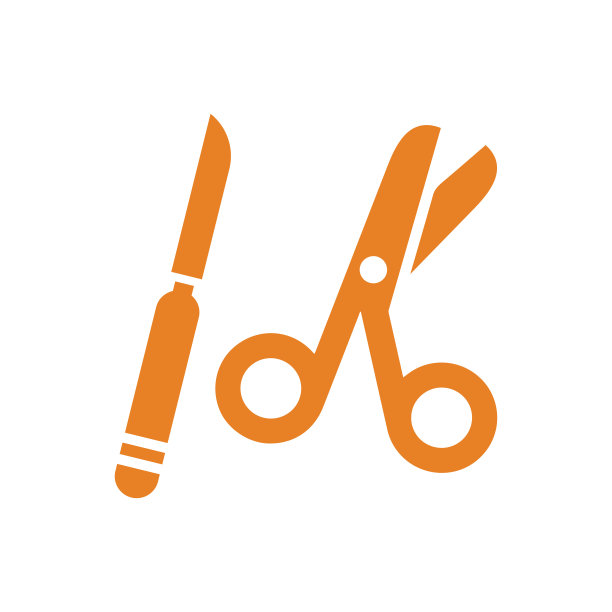 绷带剪刀和刀的图标/橙色图片下载