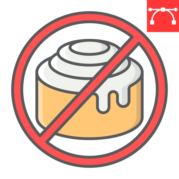 无甜色线图标，食物和生酮饮食，肉桂面包符号矢量图形，可编辑笔画彩色线性图标，eps 10。图片下载